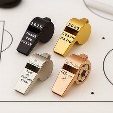 Personalised Whistle, Engraved Stainless Steel Gift for Coach PE Teacher Referee
