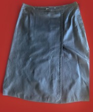 Loewe Vintage Brown Leather Flared Front Opening Skirt Side Zip  Size 14