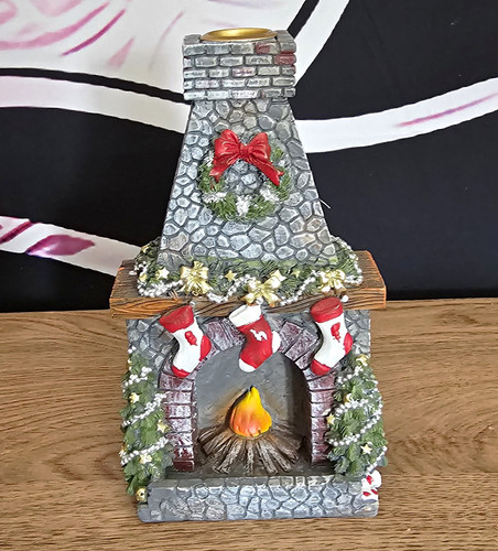 Christmas fireplace tealight - christmas,