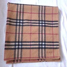 Burberry Vintage 100% Lambswool Picnic Blanket/Throw - Camel Check - 37" x 42"