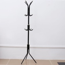 Black Metal Coat Stand Garment Rack Jacket Umbrella Hanger 12 Hook Hall Tree New