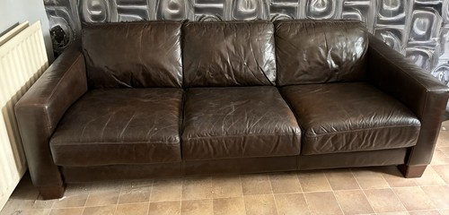 Brown leather sofa seater - sofa, 3-seater