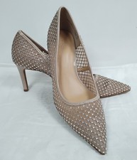 M&S UK4 Taupe Rhinestone Embellished Mesh Court Heels  - SH11GA