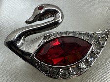 NEW Swarovski Red Crystal Swan Tac Tack Tie Pin 2003 SCS Event Signed