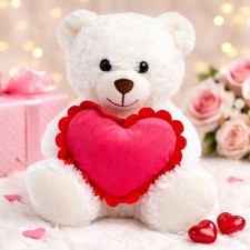 White teddy bear with pink - with,