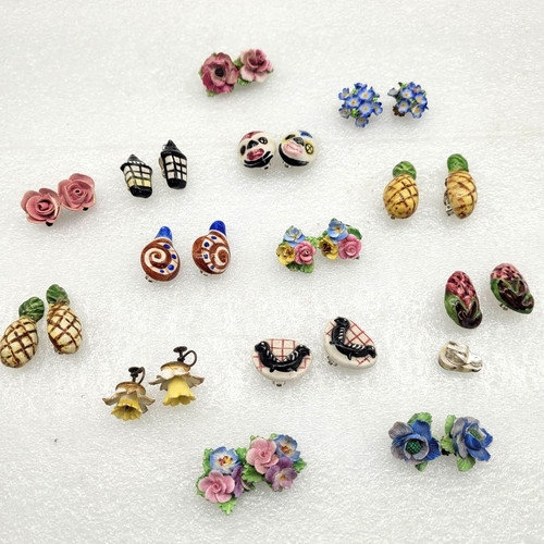 Vintage earrings bone china - vintage,