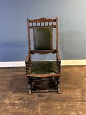 American Vintage Green Leather Chesterfield Rocking Chair Uk Delivery