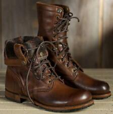 Hot Mens Retro Lace Up Gothic Mid Calf Boots Motorcycle Shoes Riding Military 