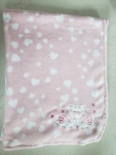 Primark Early Days Pink Swan Comforter Soother Blankie Pram Blanket Hearts