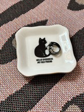 Black Cat Trinket Tray Hello
