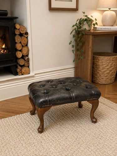 Vintage chesterfield footstool - vintage,