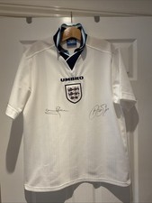 England 1996 Home Shirt Euro 96 Original Singed Shirt Stuart Pearce Steve Stone