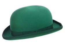 Quality Emerald Green Bowler Hat 100% Wool Hand Made Hard Top Bowler