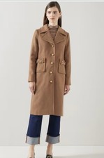 LK Bennett Women's Spencer Coat Size 10 Camel Brown Wool Blend