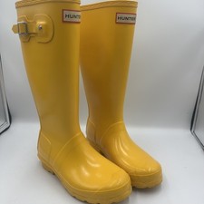 Hunter Original Gloss Junior Rubber Welly Boots Yellow UK 3 Wellingtons 