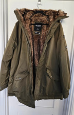 Hollister Faux Fur-Lined Winter Jacket in Khaki Size XXL