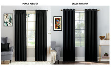 Thermal Blackout Curtains Ready Made Pair Eyelet Ring Top or Pencil Pleat Plain