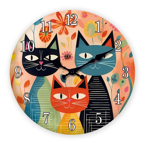 Retro cute cat family wooden - cute,