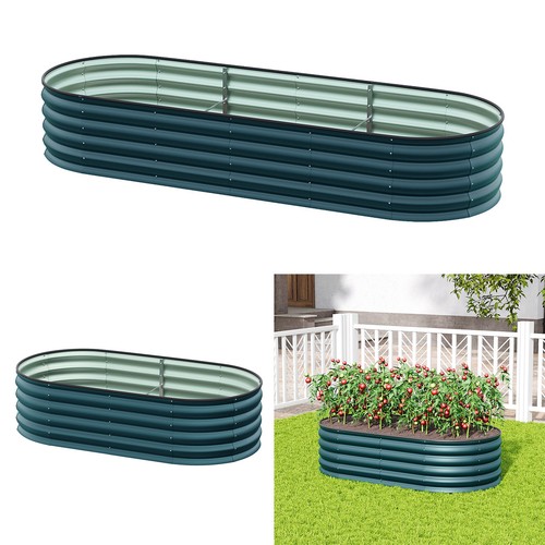 Galvanised steel raised garden - galvanised,