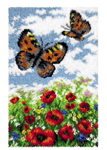 Butterfly meadow latch hook - meadow,