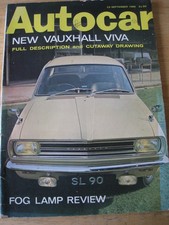 AUTOCAR SEP 1966 FOG LAMP REVIEW VAUXHALL VIVA CUTAWAY DRAWING FULL DESCRIPTION