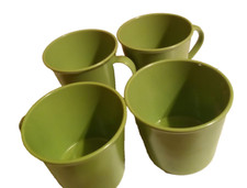 Retro '70 Olive Green Melamine Cups Set of 4 Campimg RVing Camper
