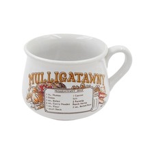Mulligatawny Soup Mug Ceramic Vintage 70s Recipe Rare Collectable Retro Cup Bowl
