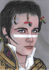 Coloured pencil original artwork portrait picture 'Adam Ant - Adam & the Ants #4