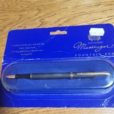 VINTAGE WH SMITH BLACK MESSENGER FOUNTAIN PEN 23 CARAT GOLD-PLATED NIB & TRIM