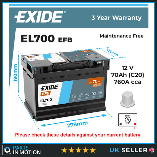 Efb car battery - battery, fits