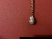 vintage Joan Rivers Fabergé pendant Necklace-pave Arora Borealis Crystals