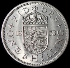 UK One Shilling 1953 Elizabeth