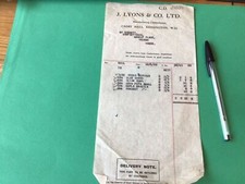J. Lyons & Co Ltd Manufacturing Confectioners London 1925  invoice  Ref 56740