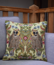 Jacquard woven tapestry cushion cover - Woodland Owls