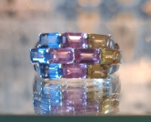 9ct white gold multi - , coloured