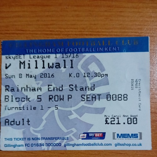 Ticket 2015 2016 - ticket, 8/5/2016