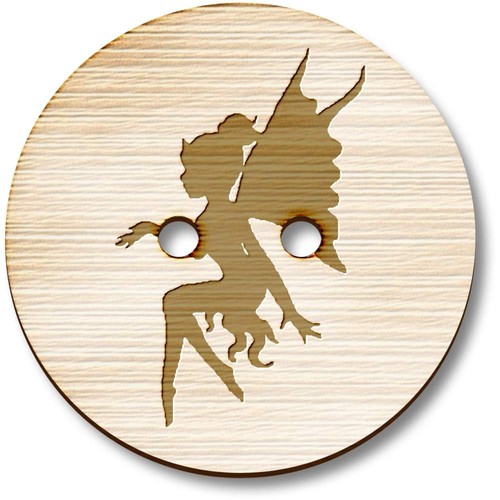 Fairy wooden buttons - wooden,