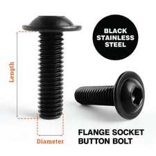 M4 M5 M6 M8 A2 BLACK STAINLESS HEX SOCKET FLANGED BUTTON HEAD ALLEN BOLT SCREWS