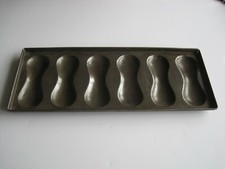 Vintage tin six section eclair mould - 11 1/4" x 4 1/2"