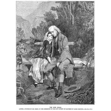 HENRY TIDEY The Sick Child - Antique Print 1860