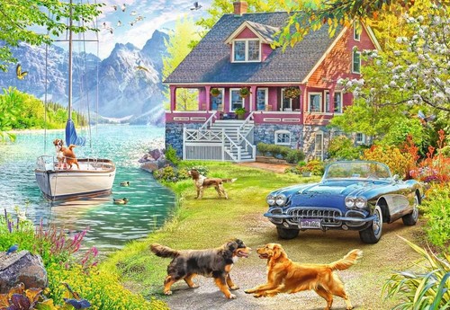 Ravensburger summer lake - lake, house