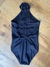 Balera Black High Neck Leotard MC Strappy Lattice Back Dance Gymnastics Weissman