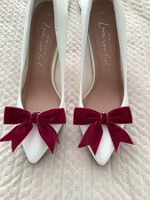 Ladies Girls Burgundy Velvet Shoe Bows Shoe Clips New Party Wedding Prom