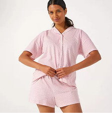 Cozee Home Short Cotton PJ Set size medium new pyjamas QVC pink tile bxc