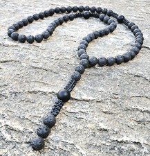 Mens Black Pearl Necklace Necklace Stone LAVA ONYX Y-Chain Shamballa Macrame