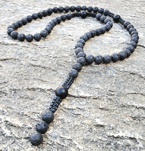 Mens black pearl necklace - mens,