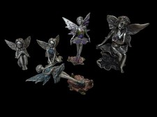 5 x Vintage Pewter Fairies /