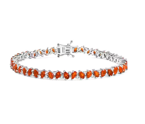 Silver bracelet fire opal - opal, and