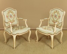 Pair of Louis XV Style Open Armchairs