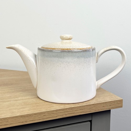 Ceramic teapot white - white, stoneware